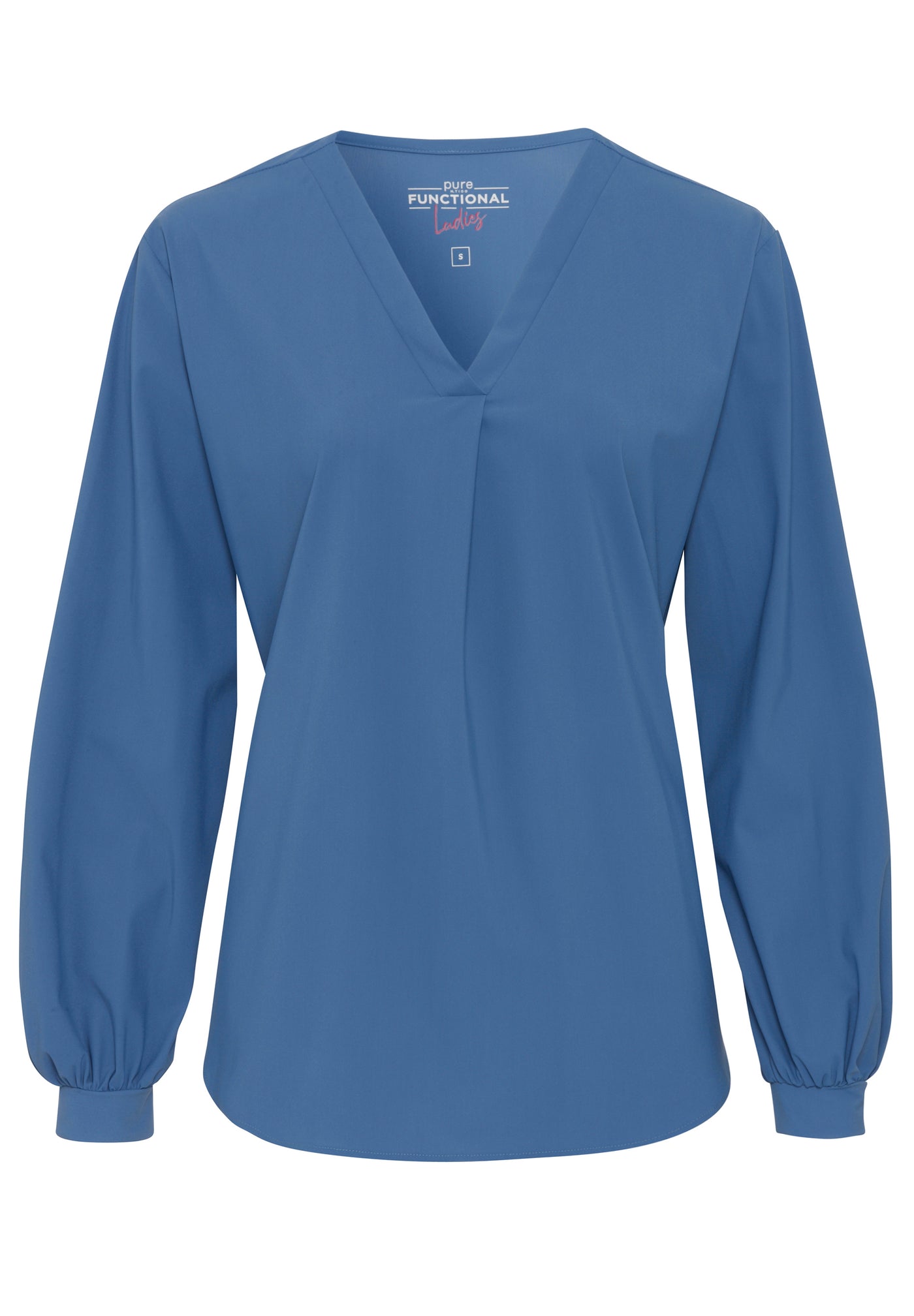 D91350-91313 PURE- Functional Bluse Langarm 110 uni mittelblau